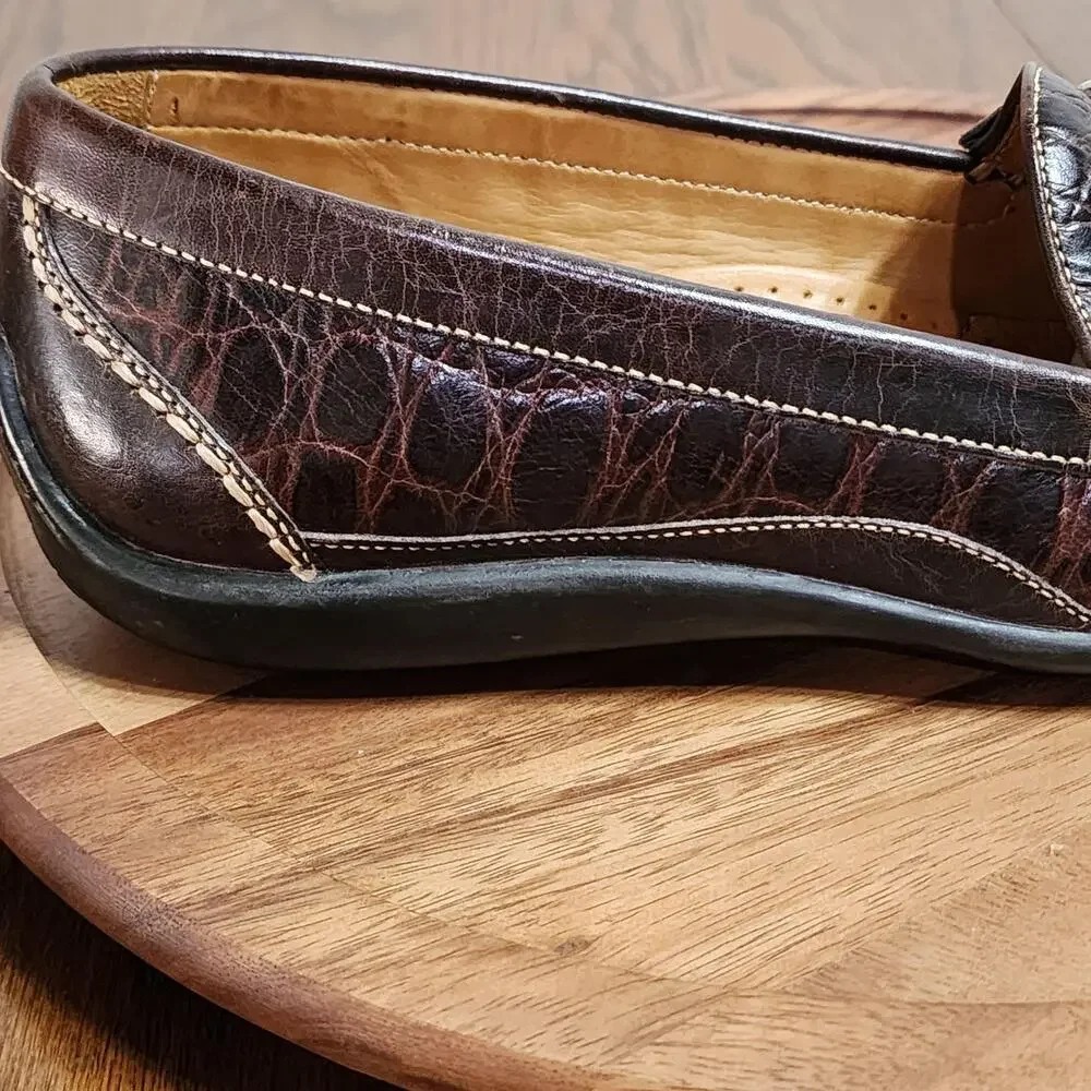Martin Dingman Shoes Mens Size 8.5 M Brown Leather Bit Loafer Croc Driving Moc